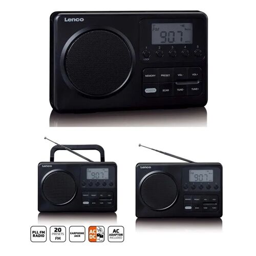 Radio FM portable compacte avec écran LCD 2.5'' Noir