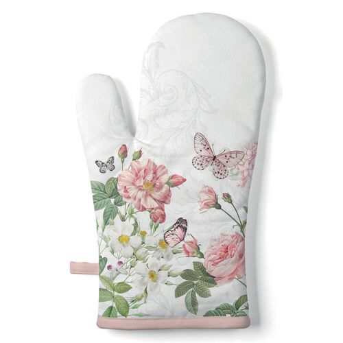 Gant De Cuisine Fleurs Roses Et Papillons Ambiente 18 X 30 Cm