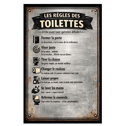 Plaque métal prière des toilettes ver 2 30,5 × 20 cm
