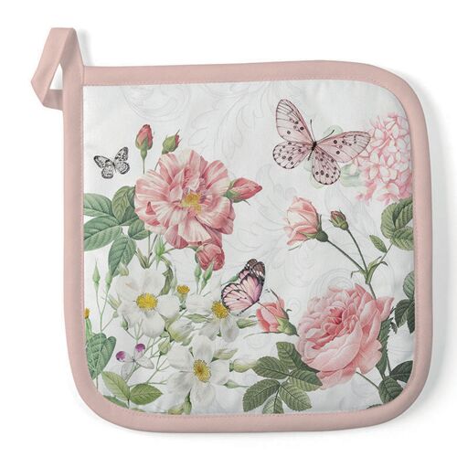 Manique De Cuisine Roses Et Papillons 20 X 20 Cm