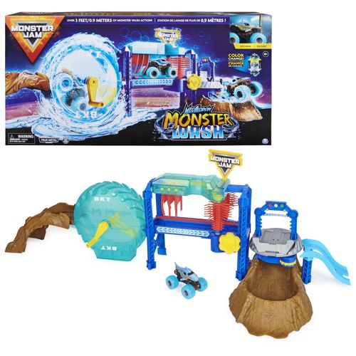 Monster Jam, Megalodon Monster Wash, Inclut Un Monster Truck Megalodon Qui Change De Couleur, Jouets Interactifs Pour L'eau Pour Enfants À Partir De 3 Ans