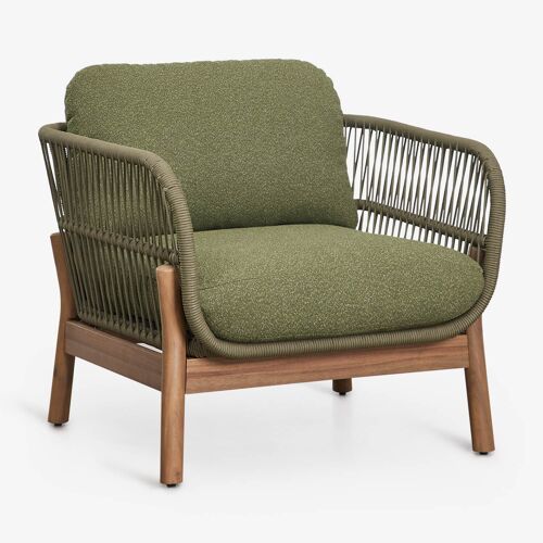 Fauteuil en bois d'acacia et corde tressée Karvia Brun Acacia