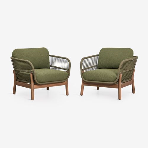 Pack De 2 Fauteuils De Jardin En Bois D'acacia Et Corde Tressée Karvia Brun Acacia