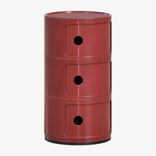 Pack de 2 tables de chevet rondes Ø30 cm avec étagères Babel Vin Rouge