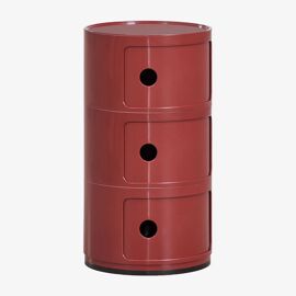 Pack de 2 tables de chevet rondes Ø30 cm avec étagères Babel Vin Rouge