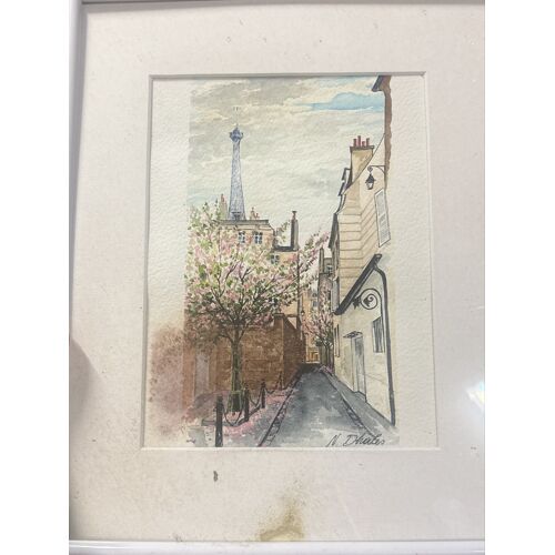 Tableau De Peinture Aquarelle | Watercolorpainting Board - Niko Dhales Paris  Eiffel Tower 