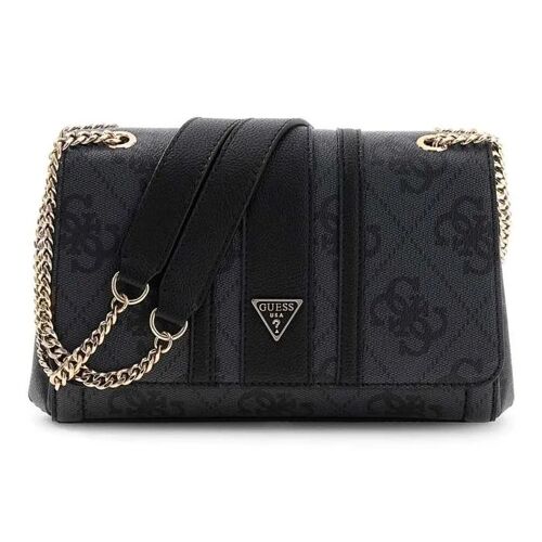 GUESS Sac à épaule gris foncé noir pour femme - Noelle II Convertible Xbody Flap Bag Coal Logo 338831
