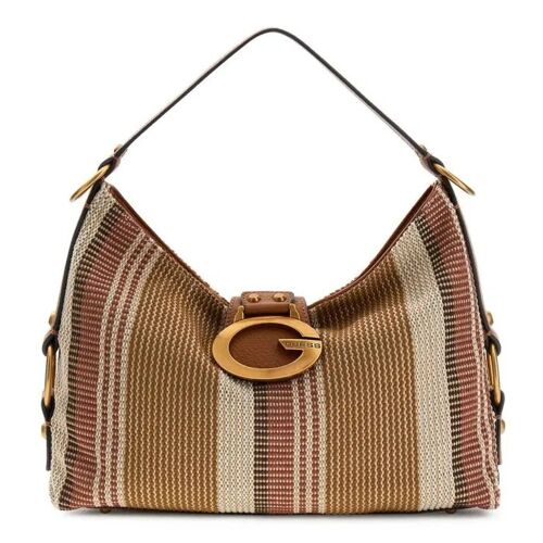 GUESS Sac à épaule brun clair beige pour femme - Camden Shoulder Bag Cognac Multi 341019
