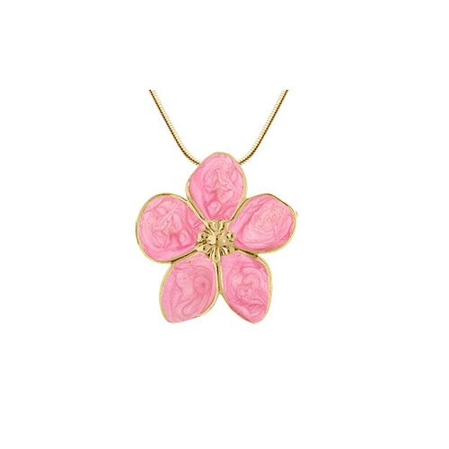 Collier Acier Doré Stella Mia Nacré Rose Pendentif Fleur 41+5cm