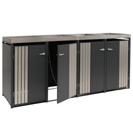 Cache Poubelles Quadruple Avec Jardinière Intégrée 125x260x84 Cm Acier Galvanisé Inox Anthracite 04_0009312