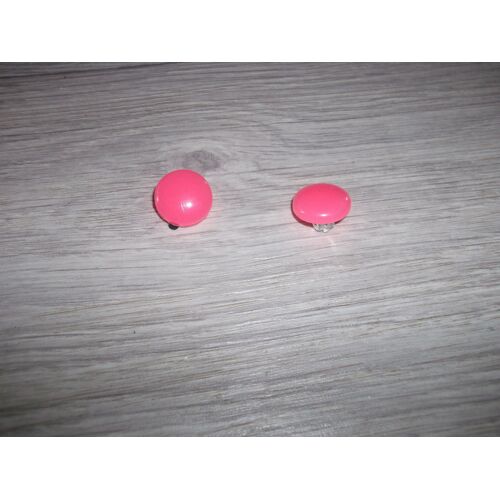 Boucles D'oreilles Plastique À Clips Rose Fluo Neuves