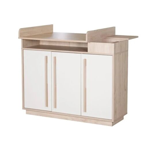Commode À Langer Évolutive Roba - Elva - 3 Portes À Fermeture Douce 5 Niches - Cachemire - Effet Noyer