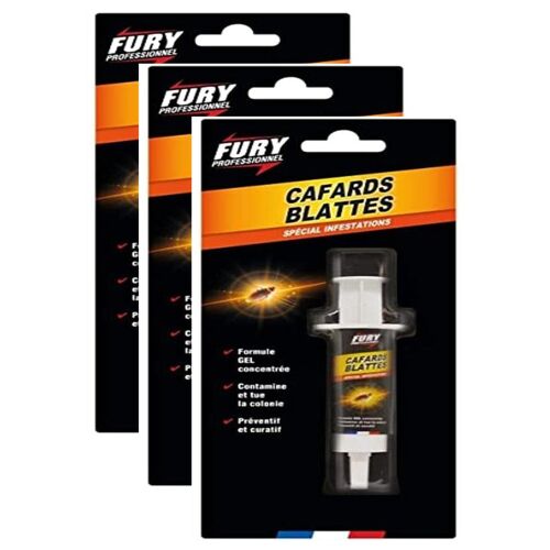 Fury Lot de 3 Seringues 10g Gel Anti Cafards et Blattes