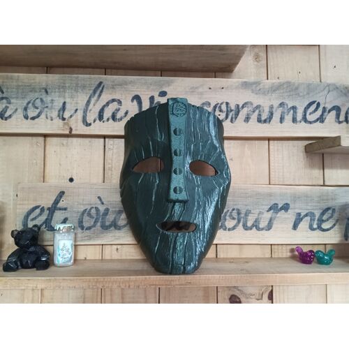 Masque The Mask 23 Cm Décoration Murale Impression 3d Effet Bois Film Culte Fantasy