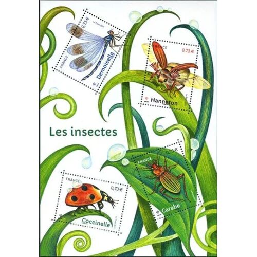 France 2017, Très Beau Bloc Feuillet Neuf** Luxe Yvert 5148, Les Insectes, Timbres 5148 Demoiselle, 5149 Hanneton, 5150 Coccinelle Et 5151 Carabe.