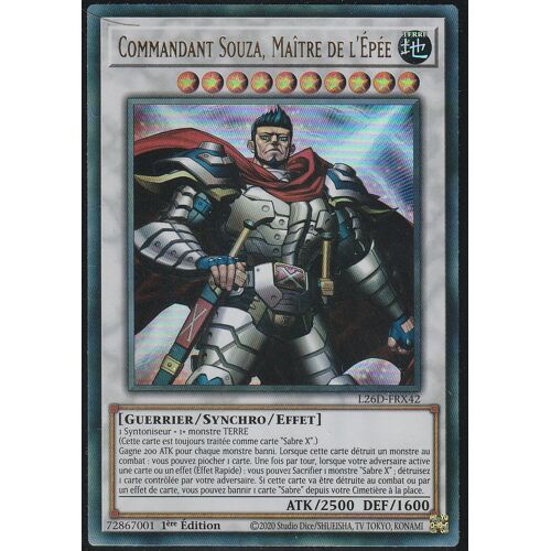 Carte Yu-Gi-Oh - Commandant Souza Maitre De L'Epée - L26d-Frx42 - Ultra-Rare
