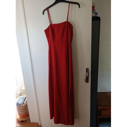 Robe Longue Fendue Sans Manches Rouge Brique Rihoas Taille Xs Neuve