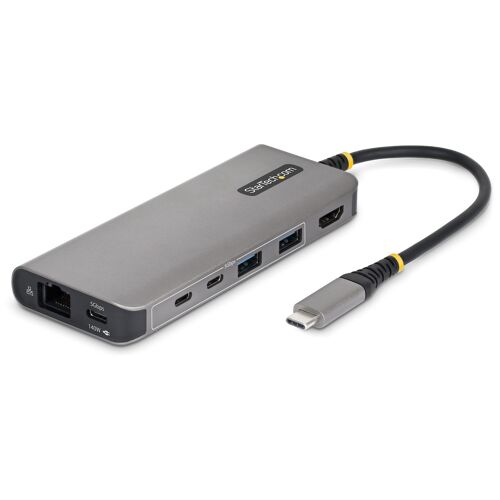StarTech.com Adaptateur Multiport USB-C vers HDMI avec Recharge PD 140W, 4K 60Hz, Hub USB 5 Ports à 5 Gbps, GbE, Mini Dock Type-C pour MacBook / Dell / ThinkPad / HP