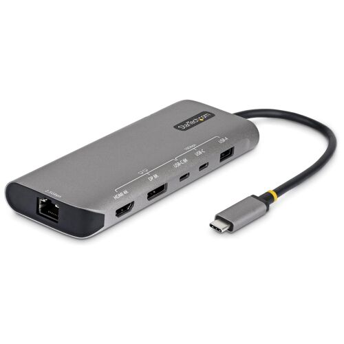 StarTech.com Adaptateur Multiport USB4, Double Sortie 4K Sans Pilote pour macOS et Windows, Recharge Power Delivery 140W, Hub 3 Ports 10 Gbps, 2,5 GbE, Mini Dock