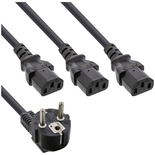 InLine 16657I câble électrique Noir 5 m CEE7/7 3 x coupleur c13