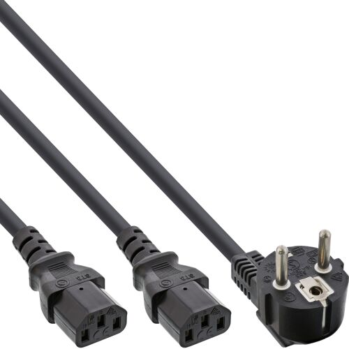 InLine 4043718012886 Noir 1,8 m Prise d'alimentation type F Coupleur 2 x C13
