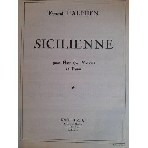 Fernand Halphen: Sicilienne: Flûte Traversière Et Accomp. Enoch