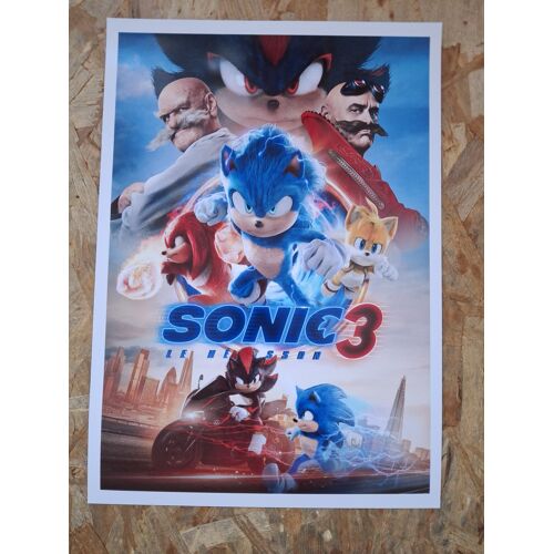 Affiche / Poster Du Film D'animation "Sonic 3" - 29,7 X 42 Cm