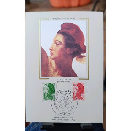 Timbres Mariane Eugène Delacroix 1,70 Vert + 2,20 Rouge. Fdc Carte Premier Jour 01/07/1984. Yt N°2318+2319