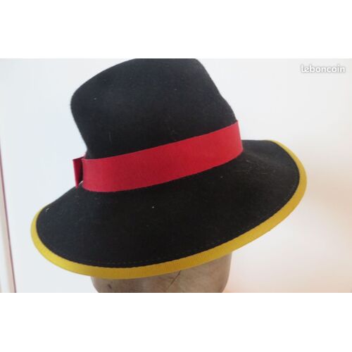 Chapeau Femme Noir Ruban Rouge