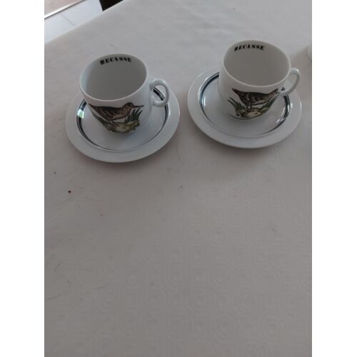 Duo Tasse Soucoupe Becasse Porcelaine D Auteuil
