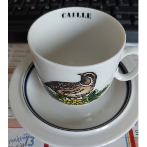 Tasse Et Soucoupe Caille Porcelaine D Auteuil
