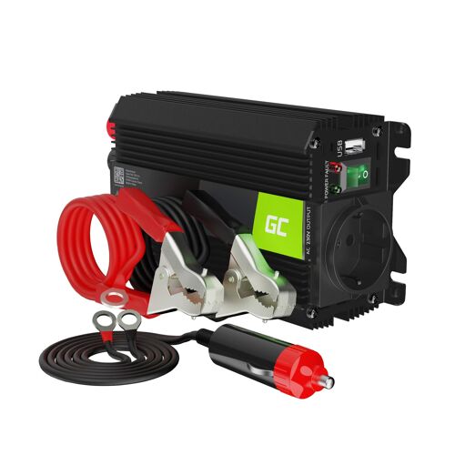 GreenCell Car Power Inverter Converter 24V to 230V 300W/600W with USB, Alimentation PC, Noir