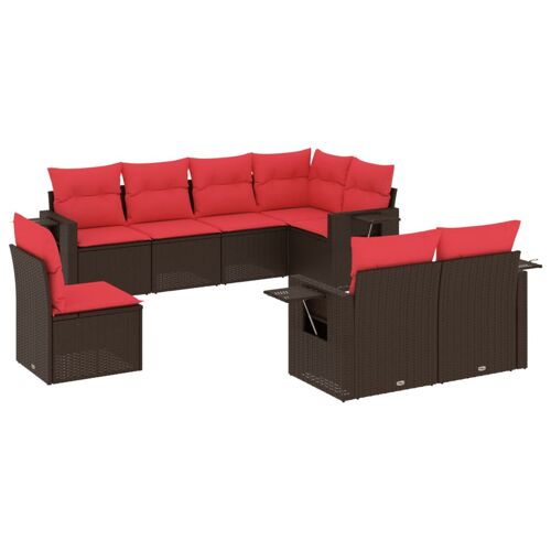 Vidaxl Ensemble De Canapé De Jardin 8 Pcs Avec Coussins Marron Résine Tressée