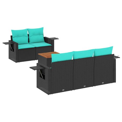Vidaxl Ensemble De Canapé De Jardin 6 Pcs Avec Coussins Noir Résine Tressée