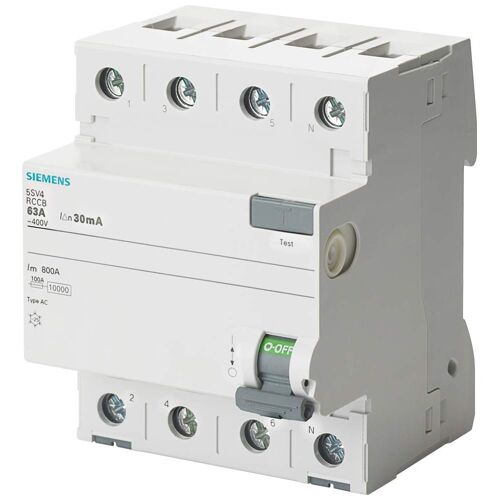 Siemens Disjoncteur de protection FI, 4 pôles, type AC, 40 A, 300 mA, un AC : 400 V