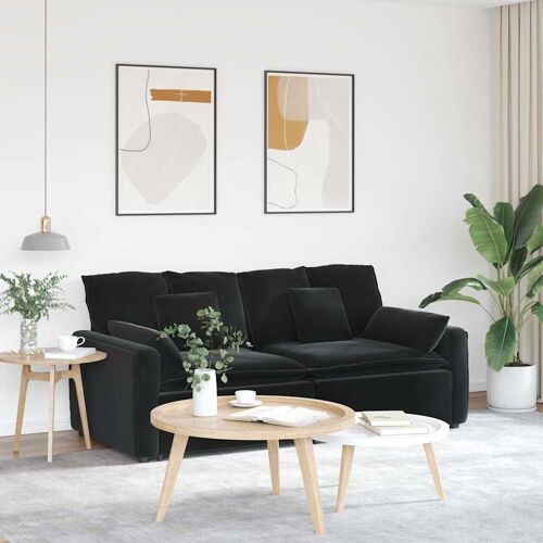 vidaXL Canapé modulable avec coussins noirs