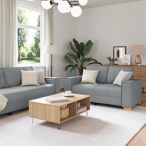 vidaXL Ensemble de canapé 2 pcs avec coussins en tissu gris clair