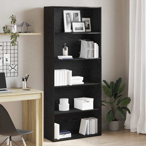 Vidaxl Bibliothèque En Chêne Noir 80x30x189 Cm Bois D'ingénierie