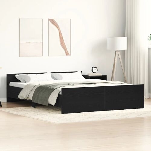 vidaXL Cadre de lit sans matelas en chêne noir 160x200 cm bois d'ingénierie