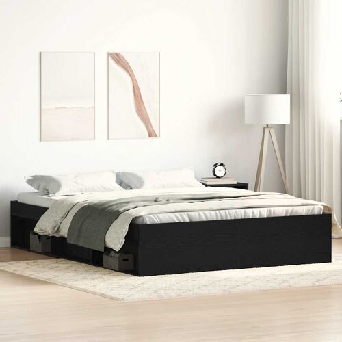 vidaXL Cadre de lit sans matelas en chêne noir 150x200 cm bois d'ingénierie