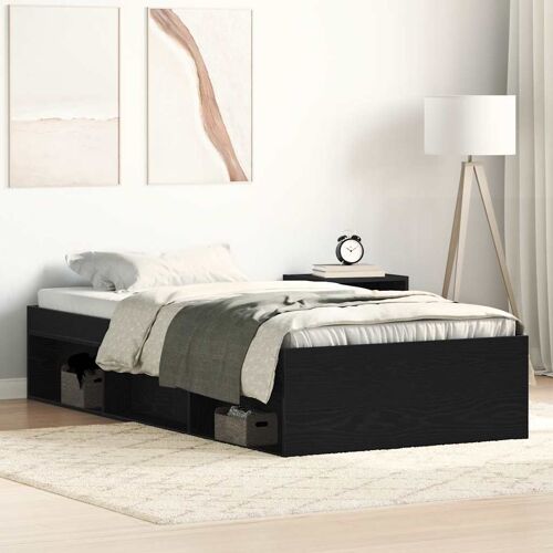 vidaXL Cadre de lit sans matelas en chêne noir 75x190 cm bois d'ingénierie