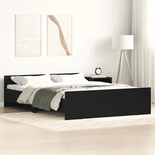 vidaXL Cadre de lit sans matelas en chêne noir 140x200 cm bois d'ingénierie