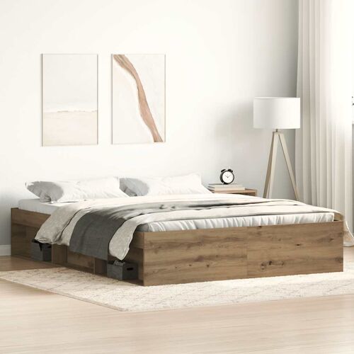 vidaXL Cadre de lit sans matelas en chêne massif 150 x 200 cm bois d'ingénierie