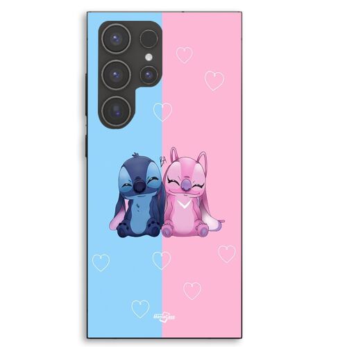 Coque Pour Samsung Galaxy S23 Ultra Stitch Angel mignon bleu rose Maniacase
