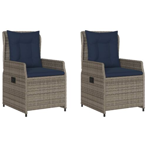 Vidaxl Chaises De Jardin Inclinables Lot De 2 Gris Résine Tressée