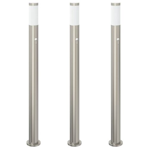 Vidaxl Bornes Lumineuses Avec Détecteur Lot De 3 110 Cm Acier Inoxydable Ip44
