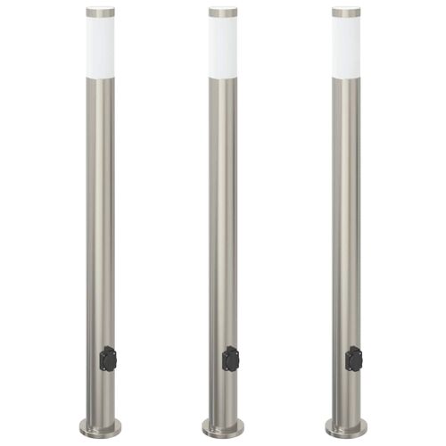 Vidaxl Borne Lumineuse Avec Sortie Lot De 3 110 Cm Acier Inoxydable Ip44
