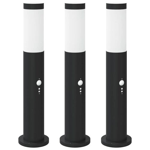 Vidaxl Bornes Lumineuses Avec Détecteur Lot De 3 50 Cm Acier Inoxydable Ip44