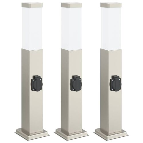 Vidaxl Bornes Lumineuses Avec Sortie Lot De 3 50 Cm Acier Inoxydable Ip44