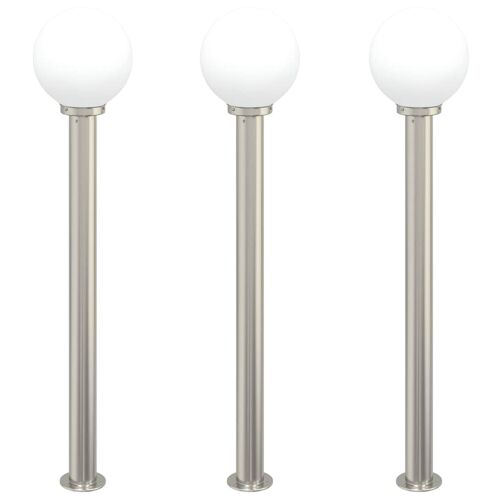 Vidaxl Bornes Lumineuses Lot De 3 120 Cm Acier Inoxydable Ip44